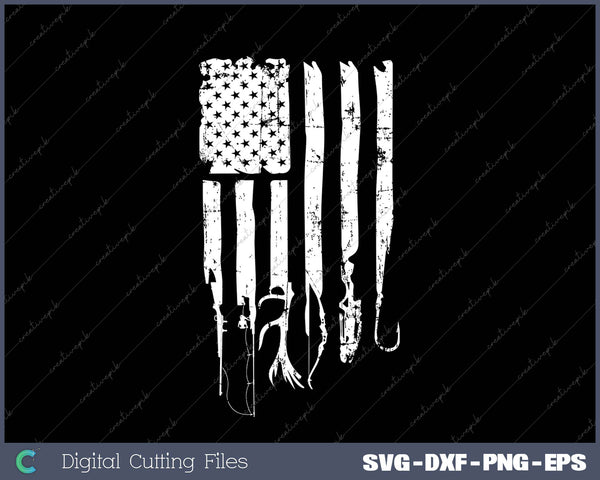 Hunting Fishing USA Flag American SVG PNG Cutting Files