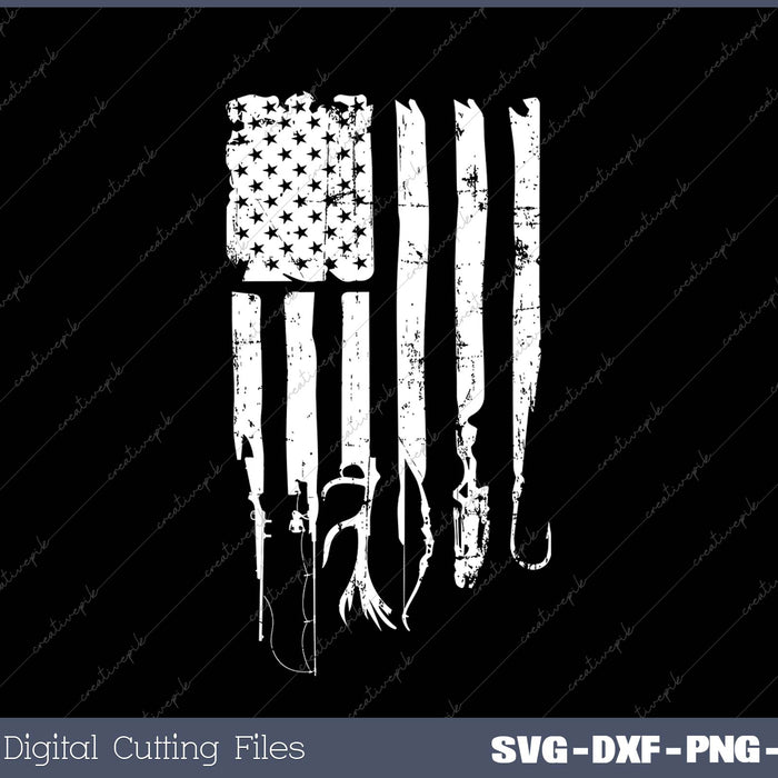 Hunting Fishing USA Flag American SVG PNG Cutting Files