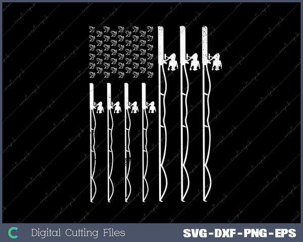 Hunting Fishing USA Flag American SVG PNG Cutting Files