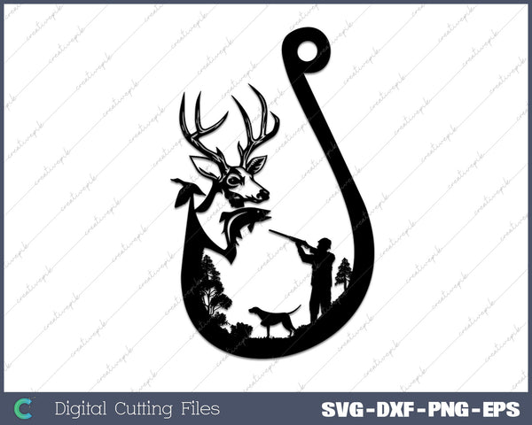 Hunting, Fishing, Deer and Duck SVG PNG Cutting Printable Files