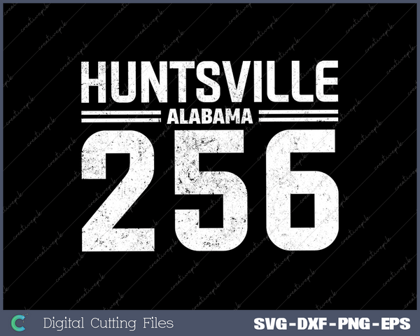 Huntsville Alabama AL 256 Vintage SVG DXF PNG Design File