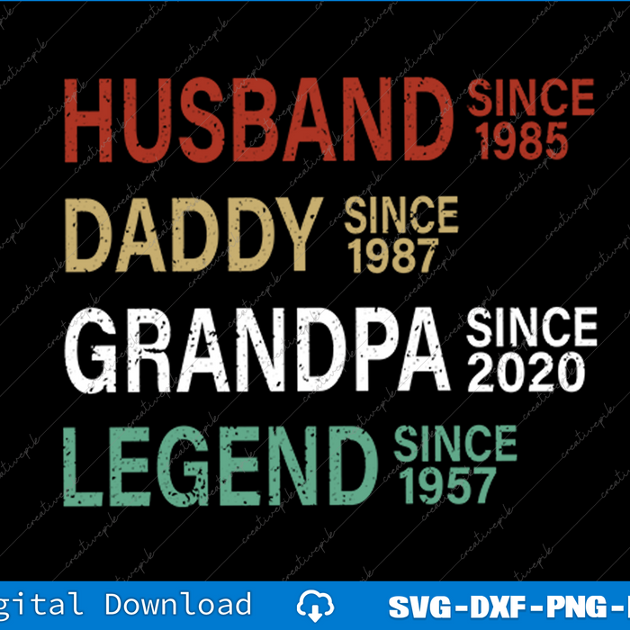 Husband Daddy Grandpa Legend  Father's Day SVG PNG Printable Files