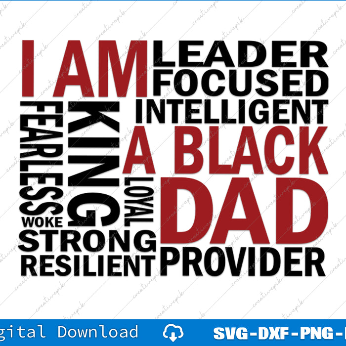 I Am A Black Dad Black History Month Black Father, Fathers Day SVG Printable Files