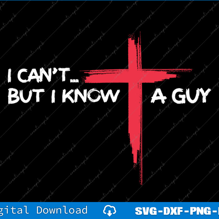 Red cross with text 'I can't... but I know a guy' on a black background