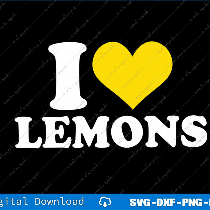 I love lemons text with a yellow heart on a black background