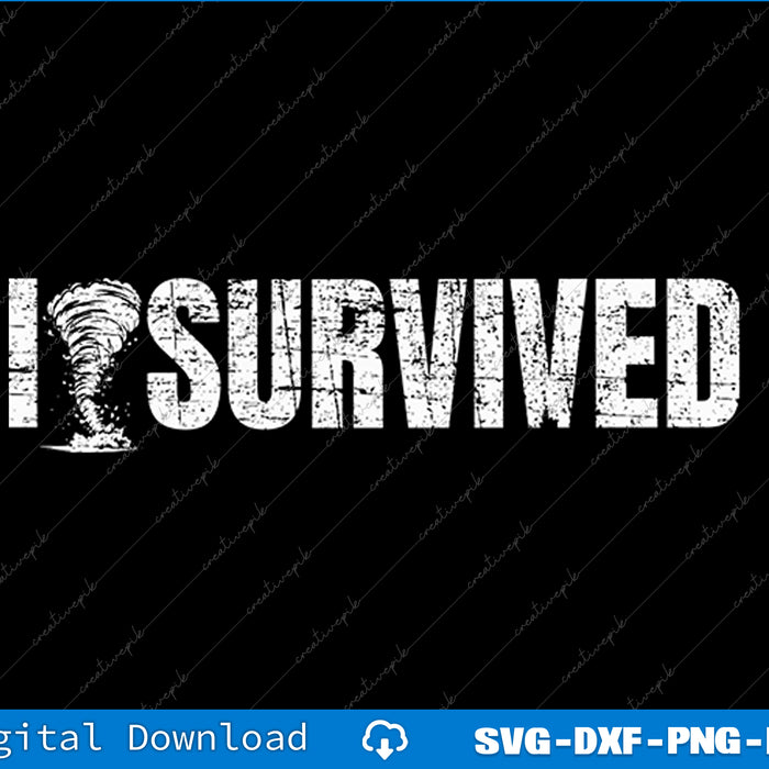 Text 'I Survived' with a distressed effect on a black background