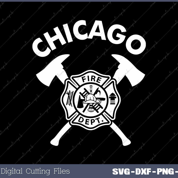 Illinois Fire Department Chicago Firefighter SVG PNG Cutting Printable Files