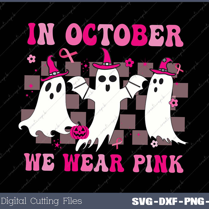 In October We Wear Pink Wizard Ghosts Halloween