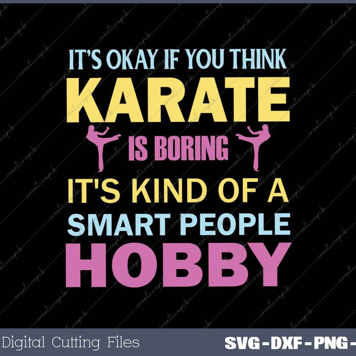Motivational quote about karate on a black background with colorful text.