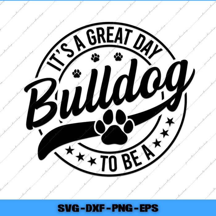 Black text design with 'Bulldog' and paw prints on a white background