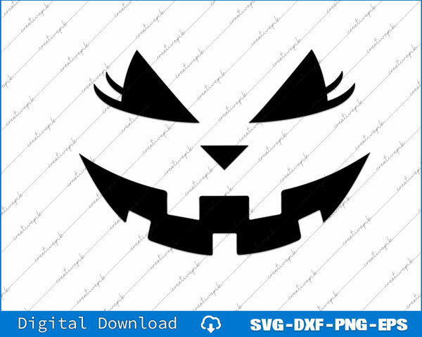 Jack O Lantern Face Pumpkin Eyelashes Hallowen Costume Funny SVG PNG File