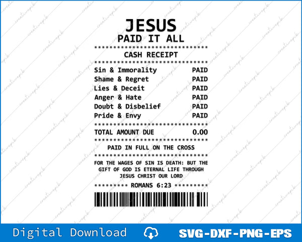 Jesus Paid It All Christian SVG PNG Cutting Printable Files