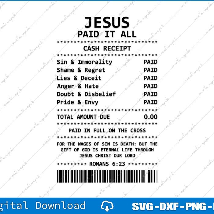 Jesus Paid It All Christian SVG PNG Cutting Printable Files