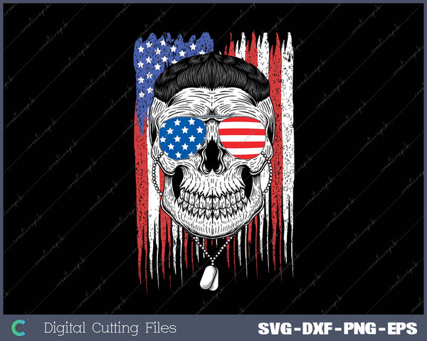 July 4th American Flag Skull Patriotic SVG PNG Cutting Printable Files