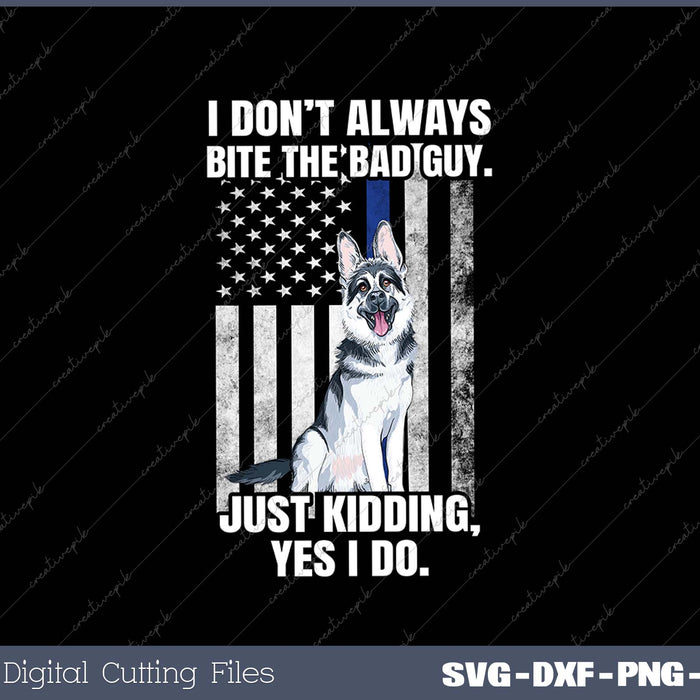 K9 Police Officer German Shepherd Funny Thin Blue Line SVG PNG Cutting Printable Files