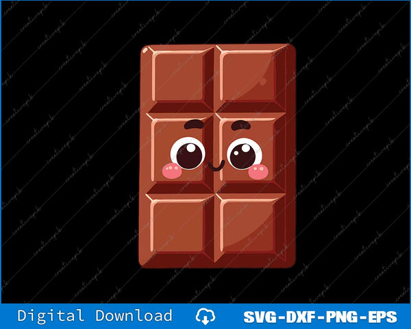 Chocolate bar with a face on a black background