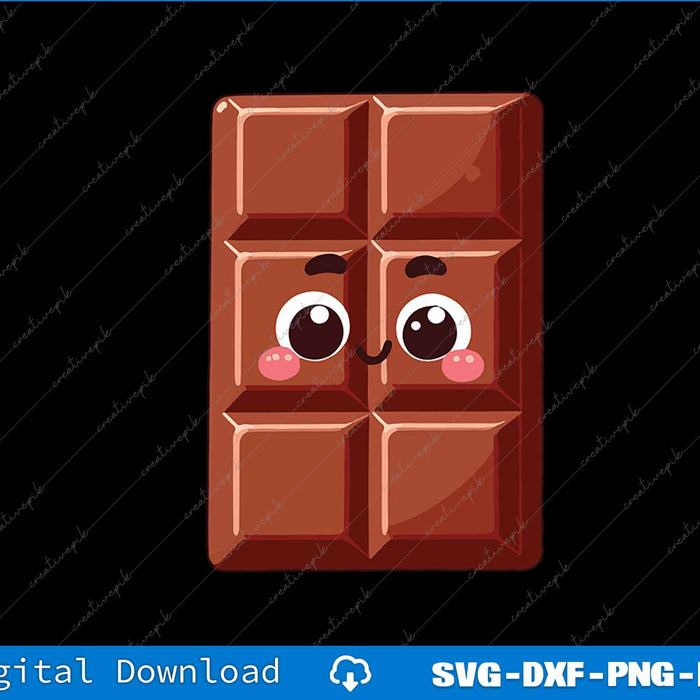 Chocolate bar with a face on a black background