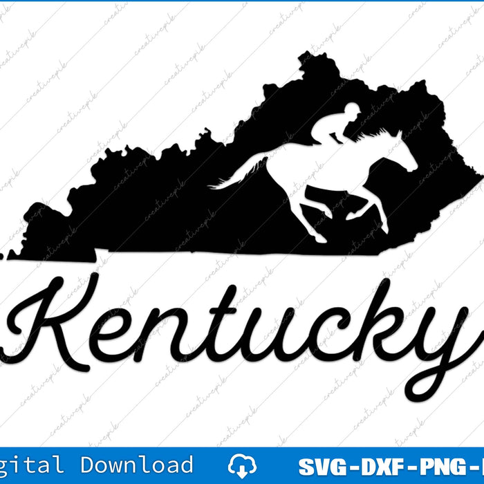 Kentucky Horse Map USA State SVG PNG Cutting Printable File