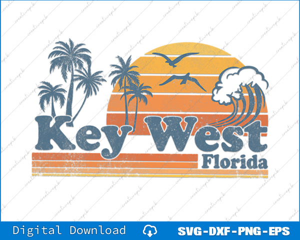 Key West Florida Beach Vintage Spring Break Vacation Retro SVG Files