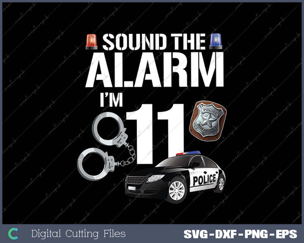 Kids 11 Year Old Police Birthday Officer Cop Car 11th Gift For Boy SVG PNG Cutting Printable Files