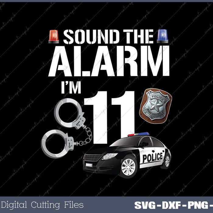 Kids 11 Year Old Police Birthday Officer Cop Car 11th Gift For Boy SVG PNG Cutting Printable Files