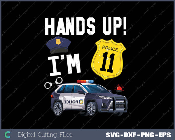 Kids 11th Birthday Policeman Boy Eleven Year Old Police Officer SVG PNG Cutting Printable Files