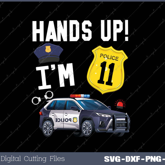 Kids 11th Birthday Policeman Boy Eleven Year Old Police Officer SVG PNG Cutting Printable Files