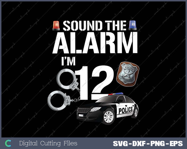 Kids 12 Year Old Police Birthday Officer Cop Car 12th Gift For Boy SVG PNG Cutting Printable Files