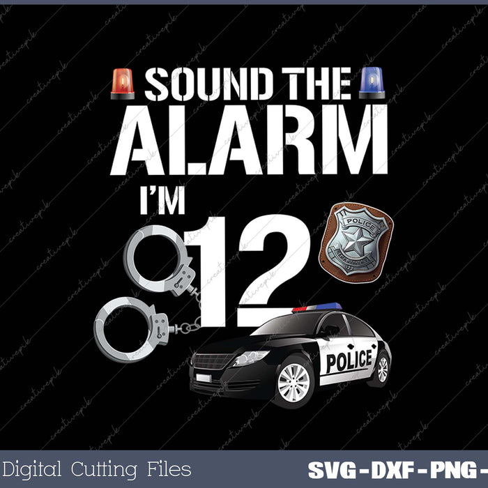 Kids 12 Year Old Police Birthday Officer Cop Car 12th Gift For Boy SVG PNG Cutting Printable Files