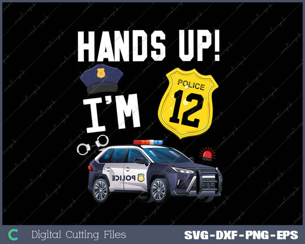 Kids 12th Birthday Policeman Boy Twelve Year Old Police Officer SVG PNG Cutting Printable Files