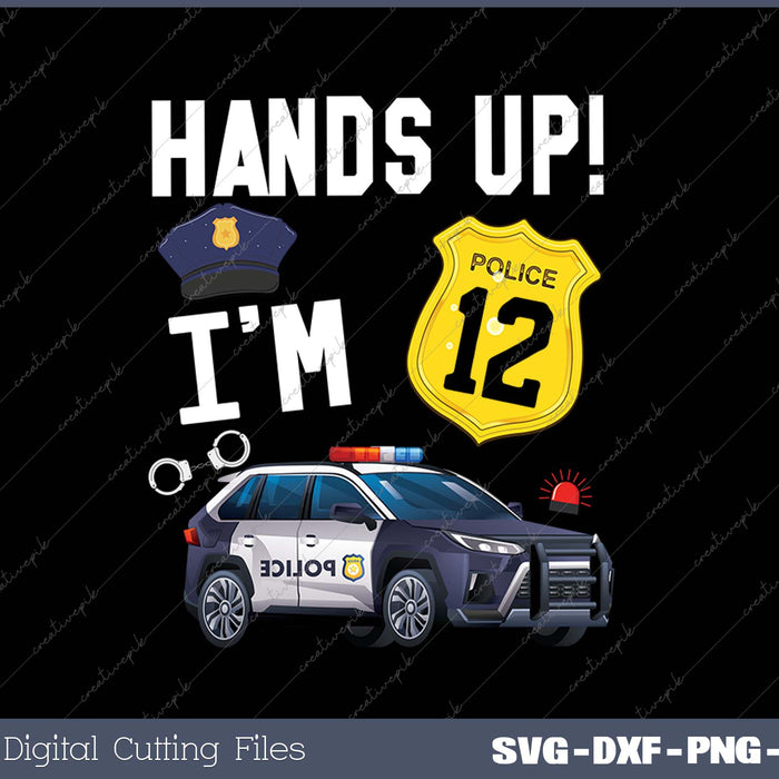 Kids 12th Birthday Policeman Boy Twelve Year Old Police Officer SVG PNG Cutting Printable Files