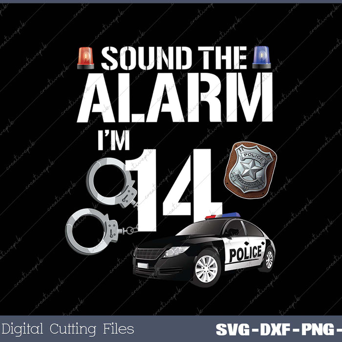 Kids 14 Year Old Police Birthday Officer Cop Car 14th Gift For Boy SVG PNG Cutting Printable Files