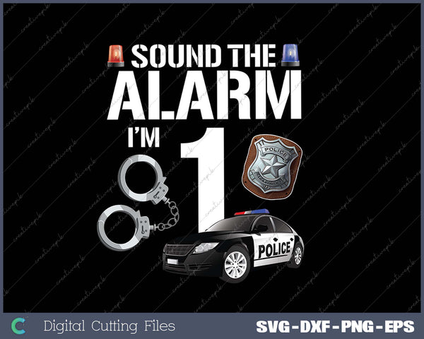 Kids 1 Year Old Police Birthday Officer Cop Car 1st Gift For Boy SVG PNG Cutting Printable Files