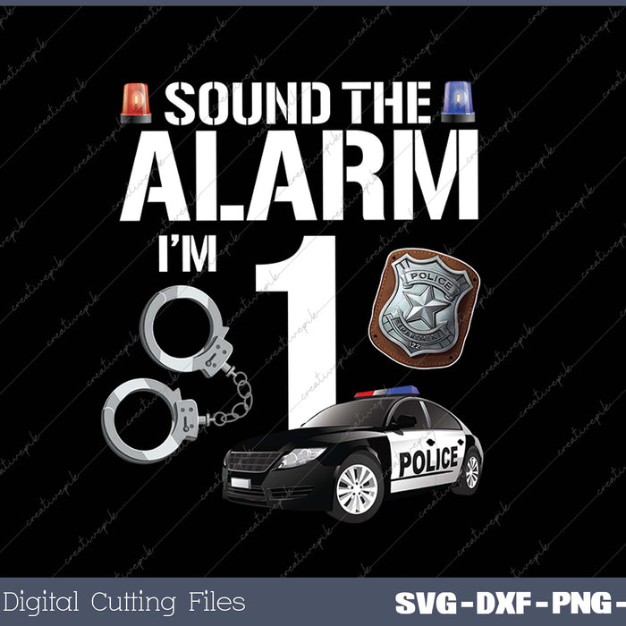 Kids 1 Year Old Police Birthday Officer Cop Car 1st Gift For Boy SVG PNG Cutting Printable Files