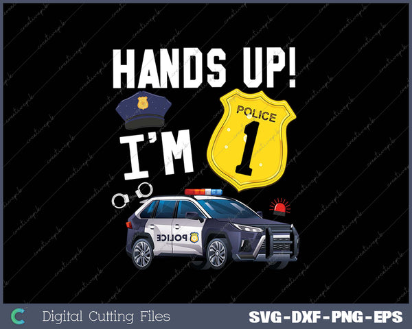 Kids 1st Birthday Policeman Boy One Year Old Police Officer SVG PNG Cutting Printable Files