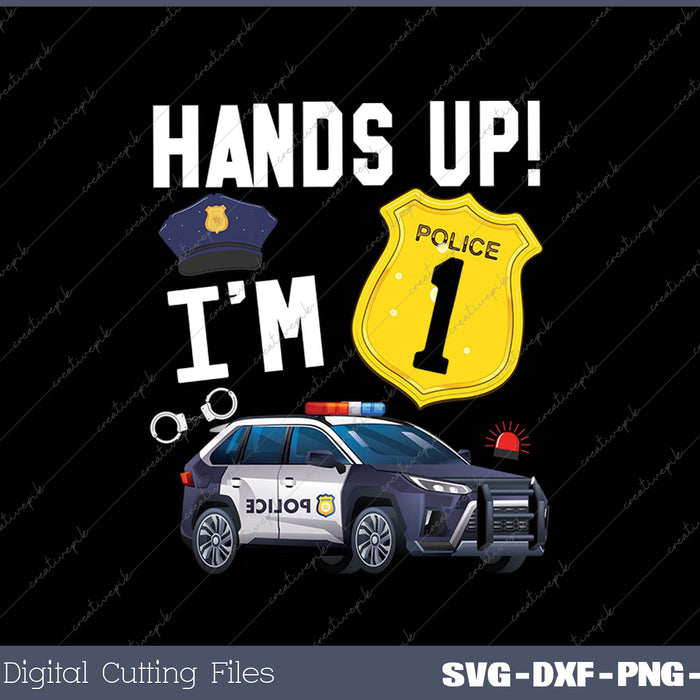 Kids 1st Birthday Policeman Boy One Year Old Police Officer SVG PNG Cutting Printable Files