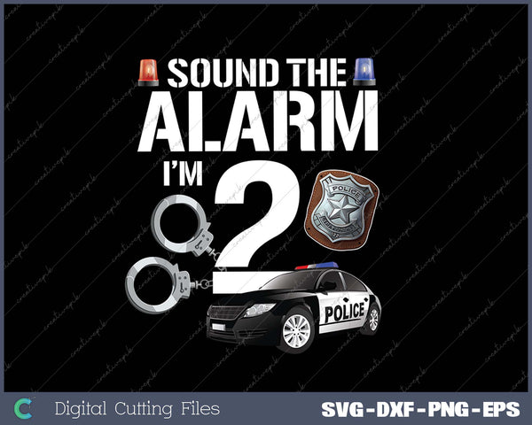 Kids 2 Year Old Police Birthday Officer Cop Car 2nd Gift For Boy SVG PNG Cutting Printable Files