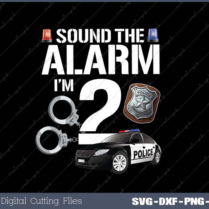 Kids 2 Year Old Police Birthday Officer Cop Car 2nd Gift For Boy SVG PNG Cutting Printable Files