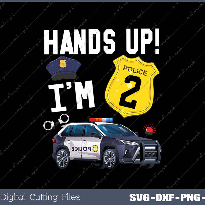 Kids 2nd Birthday Policeman Boy Two Year Old Police Officer SVG PNG Cutting Printable Files