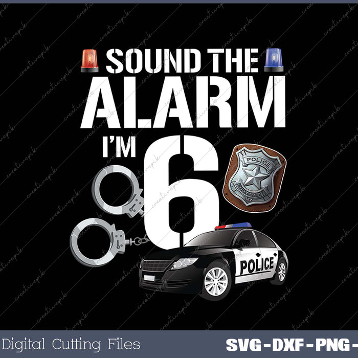 Kids 6 Year Old Police Birthday Officer Cop Car 6th Gift For Boy SVG PNG Cutting Printable Files