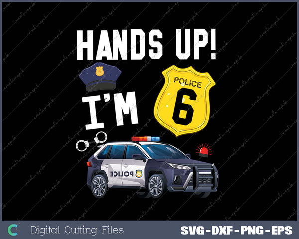 Kids 6th Birthday Policeman Boy Six Year Old Police Officer SVG PNG Cutting Printable Files