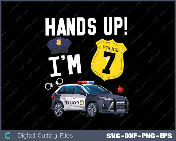 Kids 7th Birthday Policeman Boy Seven Year Old Police Officer SVG PNG Cutting Printable Files