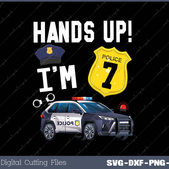 Kids 7th Birthday Policeman Boy Seven Year Old Police Officer SVG PNG Cutting Printable Files