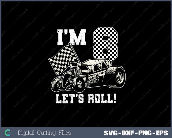 Kids 8 Year Old 8th Racing Racecar Birthday Party Boys SVG Cut files