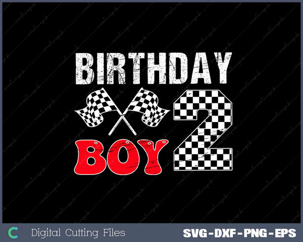 Kids Birthday Boy 2 Two Race Car 2nd Birthday Racing Car Driver SVG PNG files