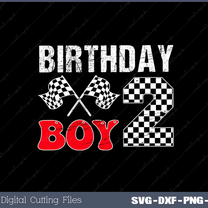 Kids Birthday Boy 2 Two Race Car 2nd Birthday Racing Car Driver SVG PNG files