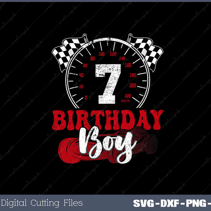 Kids Birthday Boy 7 Race Car 7th Birthday Racing Car SVG Cut files