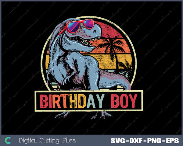 Kids Birthday Boy Dino T Rex Dinosaur Boys Matching SVG Cut files