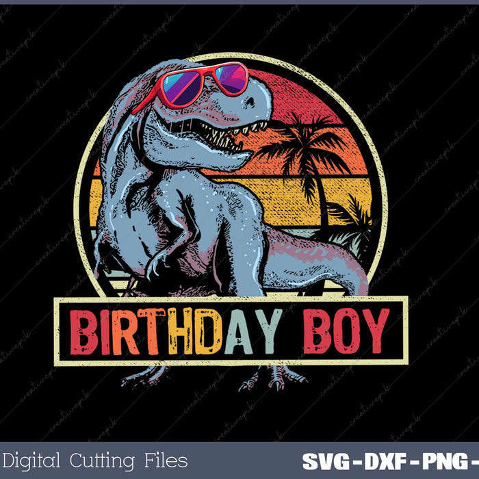 Kids Birthday Boy Dino T Rex Dinosaur Boys Matching SVG Cut files