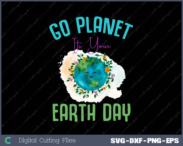 Kids Cute Earth Day Go Planet SVG PNG Cutting Printable Files